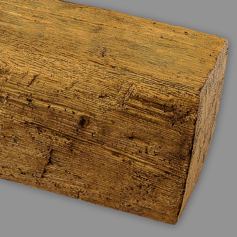 Deckenbalken Holz Eiche Imitat, 19 x 17 cm, Länge 4 m, hellbraun