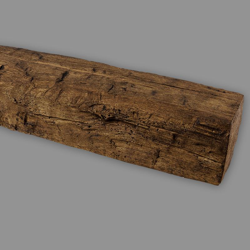 Deckenbalken Holz Eiche Imitat, 9 x 6 cm, Länge 3 m, dunkelbraun PU Balken